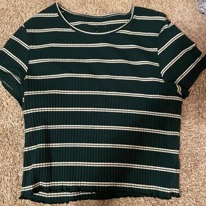 Green and brown stripped crop top